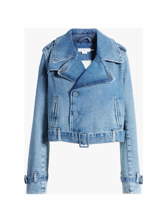 Good American Jackets & Blazers - Good American Belted and Cropped Denim Jacket